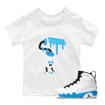 9s Powder Blue shirt to match jordans 3D Paint Roller sneaker tees Air Jordan 9 Powder Blue SNRT sneaker release tees baby toddler White 1 cotton Shirt