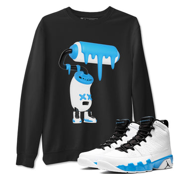 9s Powder Blue shirt to match jordans 3D Paint Roller sneaker tees Air Jordan 9 Powder Blue SNRT Sneaker Release Tees unisex cotton Black 1 crew neck shirt