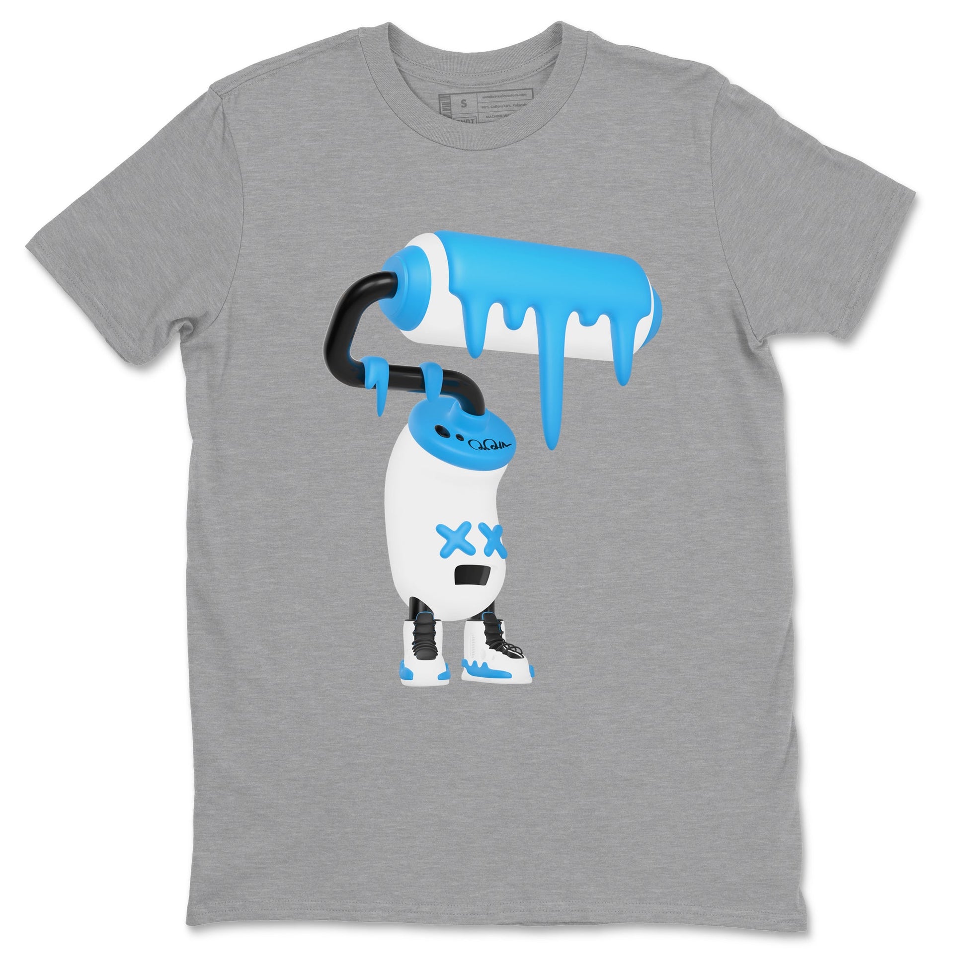 9s Powder Blue shirt to match jordans 3D Paint Roller sneaker tees Air Jordan 9 Powder Blue SNRT Sneaker Release Tees unisex cotton Heather Grey 2 crew neck shirt