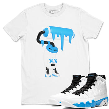 9s Powder Blue shirt to match jordans 3D Paint Roller sneaker tees Air Jordan 9 Powder Blue SNRT Sneaker Release Tees unisex cotton White 1 crew neck shirt