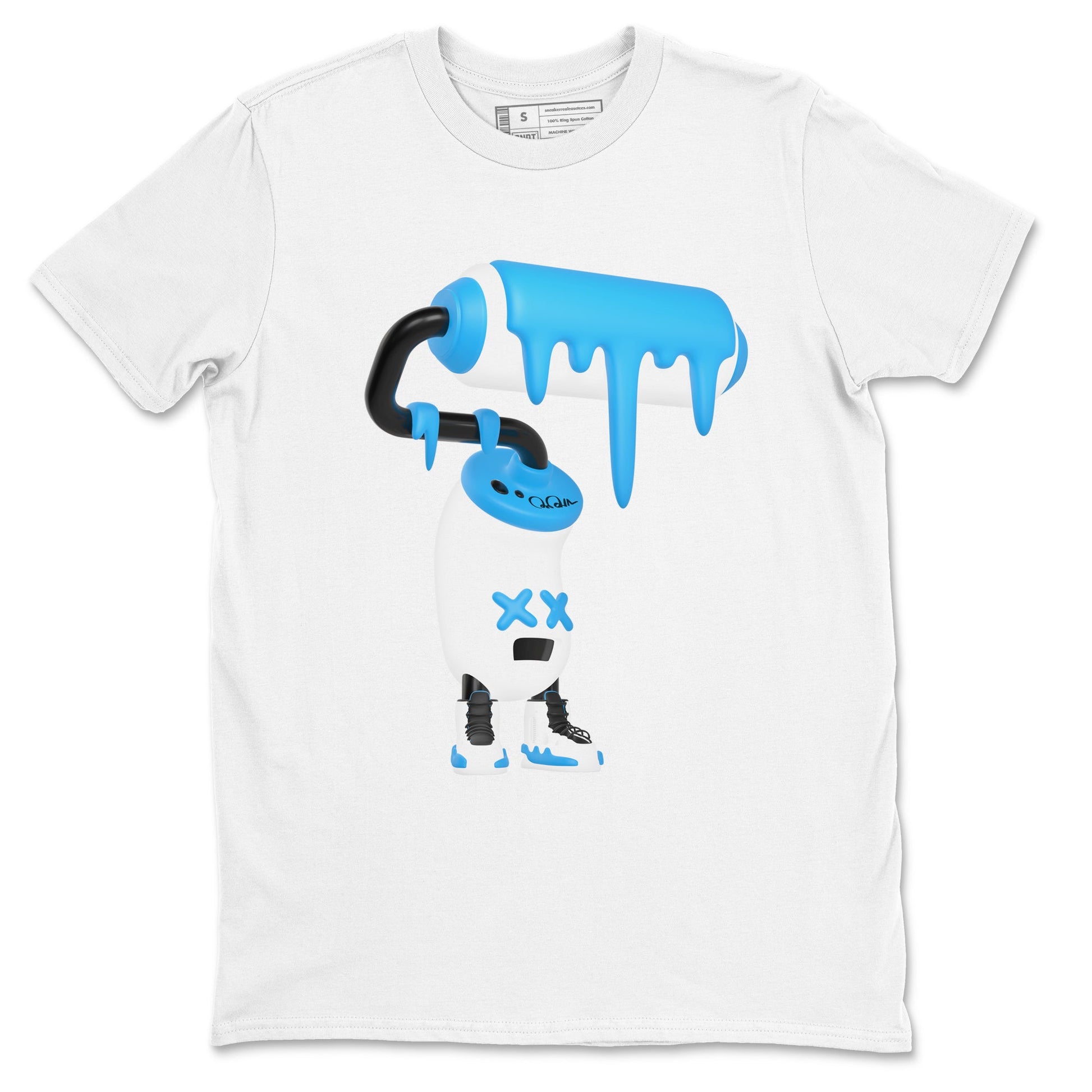 9s Powder Blue shirt to match jordans 3D Paint Roller sneaker tees Air Jordan 9 Powder Blue SNRT Sneaker Release Tees unisex cotton White 2 crew neck shirt