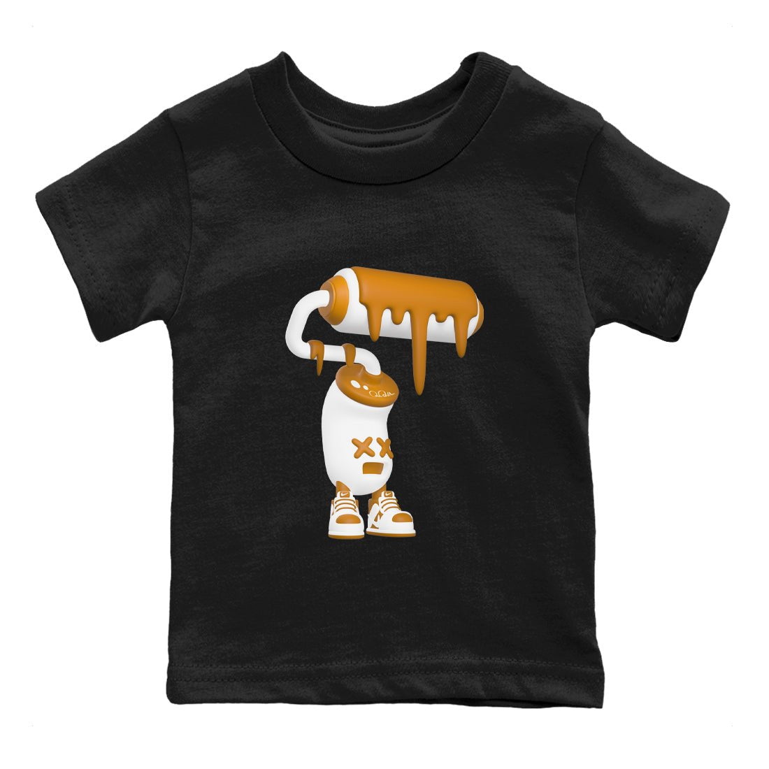 Dunk Dark Curry shirt to match jordans 3D Paint Roller sneaker tees AJ1 Low Dark Curry SNRT sneaker release tees baby toddler Black 2 cotton Shirt