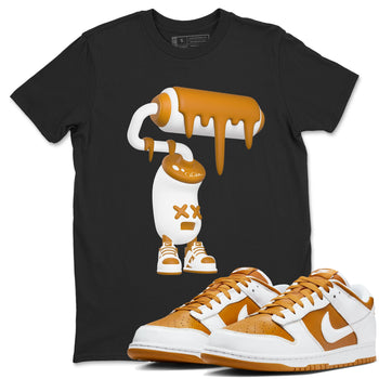 Dunk Dark Curry shirt to match jordans 3D Paint Roller sneaker tees AJ1 Low Dark Curry SNRT Sneaker Release Tees unisex cotton Black 1 crew neck shirt