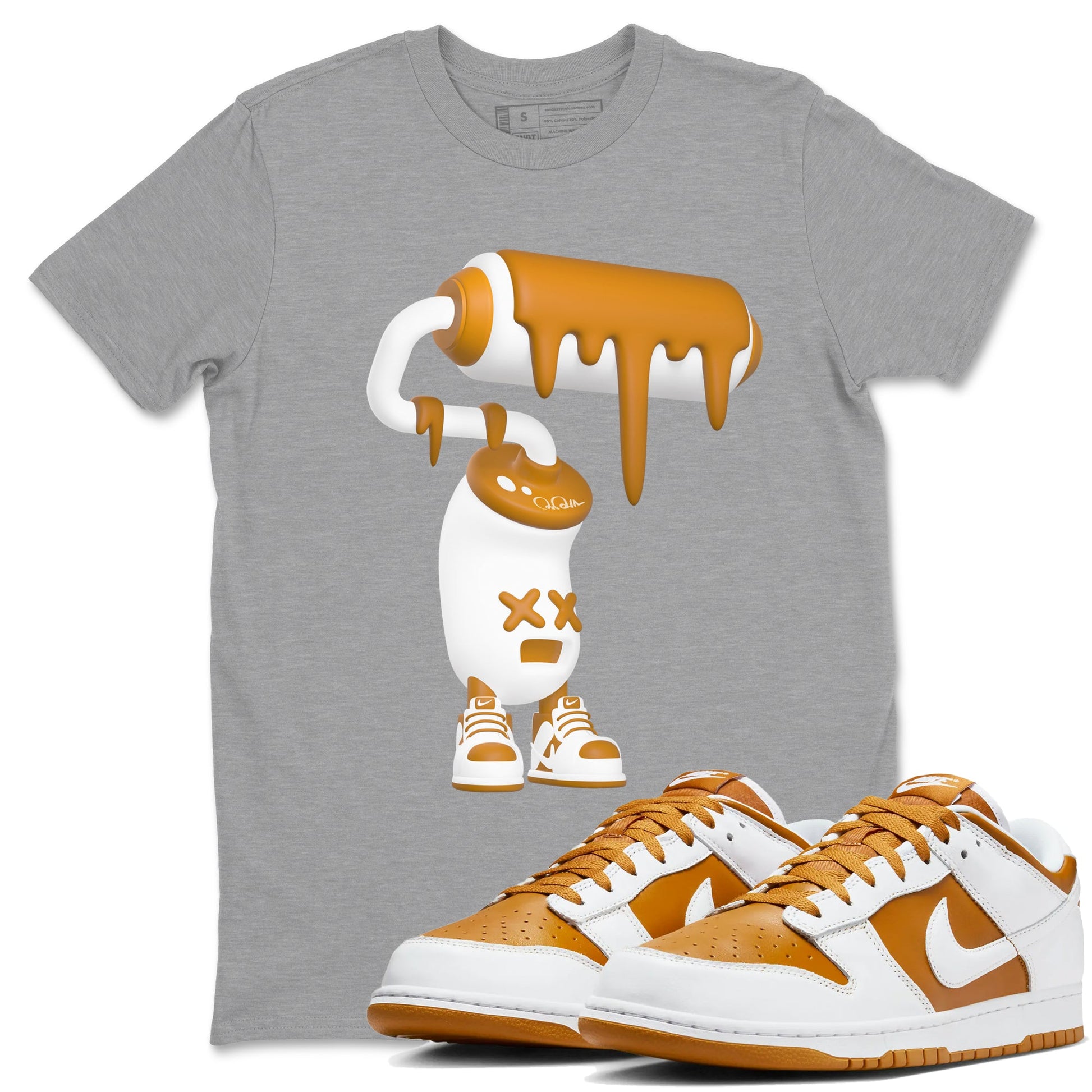 Dunk Dark Curry shirt to match jordans 3D Paint Roller sneaker tees AJ1 Low Dark Curry SNRT Sneaker Release Tees unisex cotton Heather Grey 1 crew neck shirt