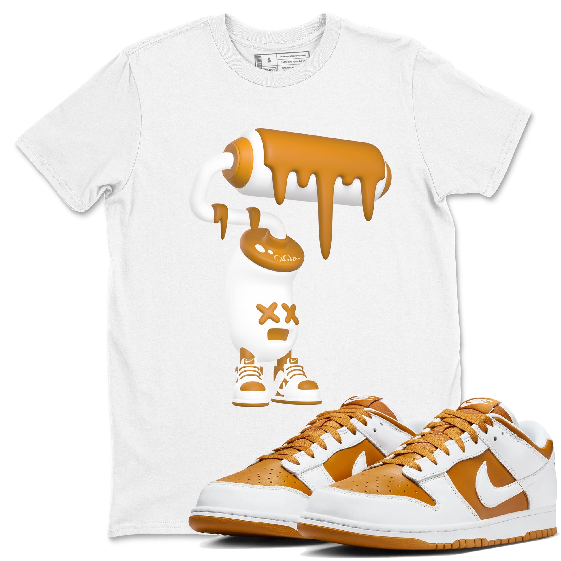 Dunk Dark Curry shirt to match jordans 3D Paint Roller sneaker tees AJ1 Low Dark Curry SNRT Sneaker Release Tees unisex cotton White 1 crew neck shirt