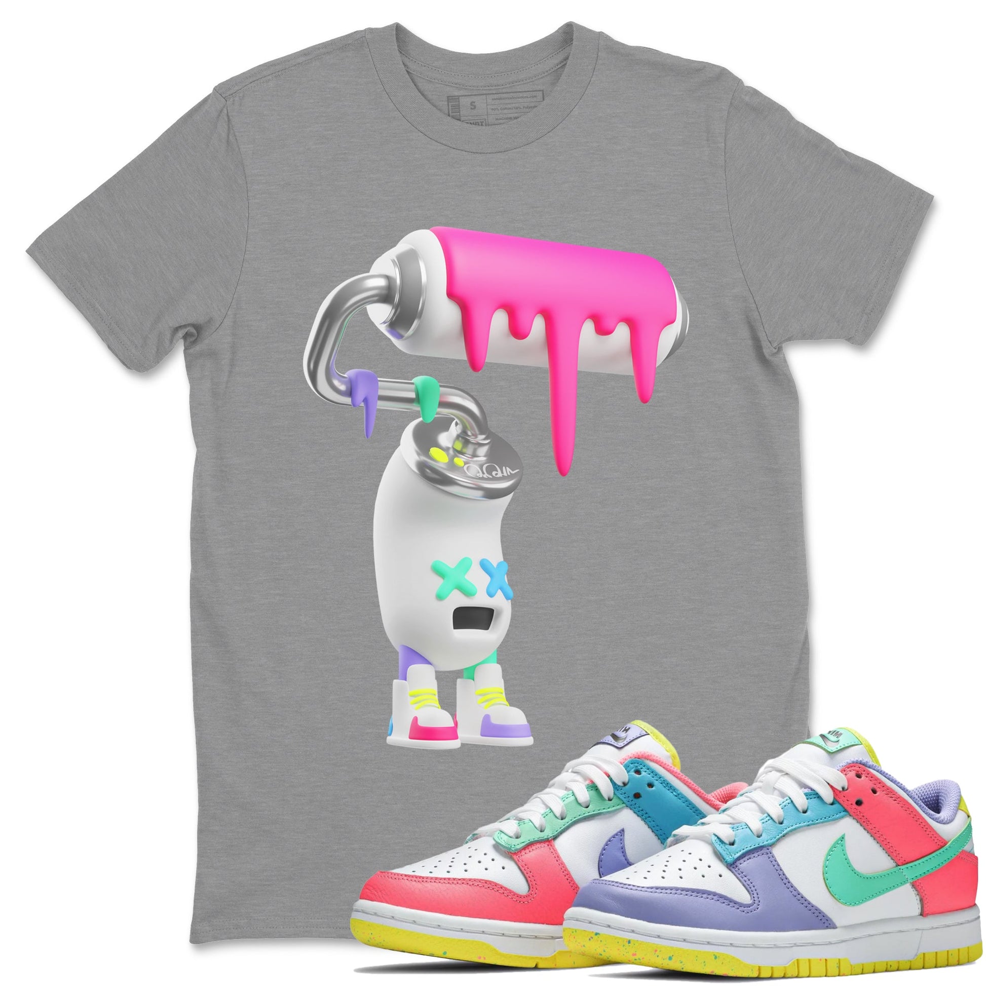 Dunk Easter Candy Sneaker Match Tees 3D Paint Roller Sneaker Tees Nike Easter Sneaker Release Tees Unisex Shirts Heather Grey 1