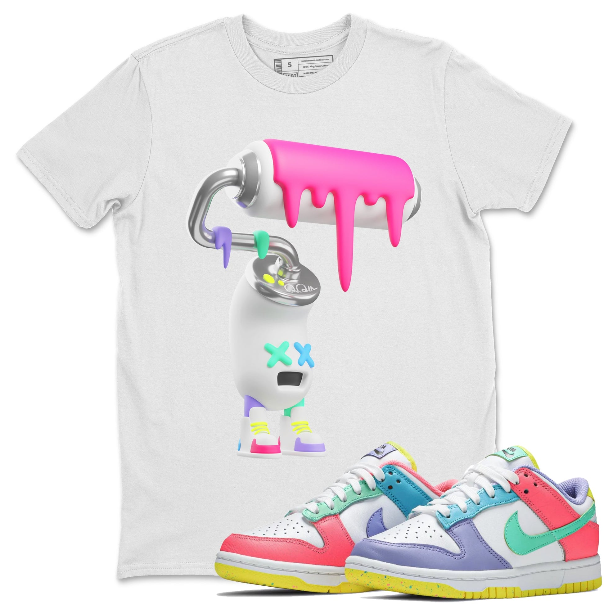 Dunk Easter Candy Sneaker Match Tees 3D Paint Roller Sneaker Tees Nike Easter Sneaker Release Tees Unisex Shirts White 1