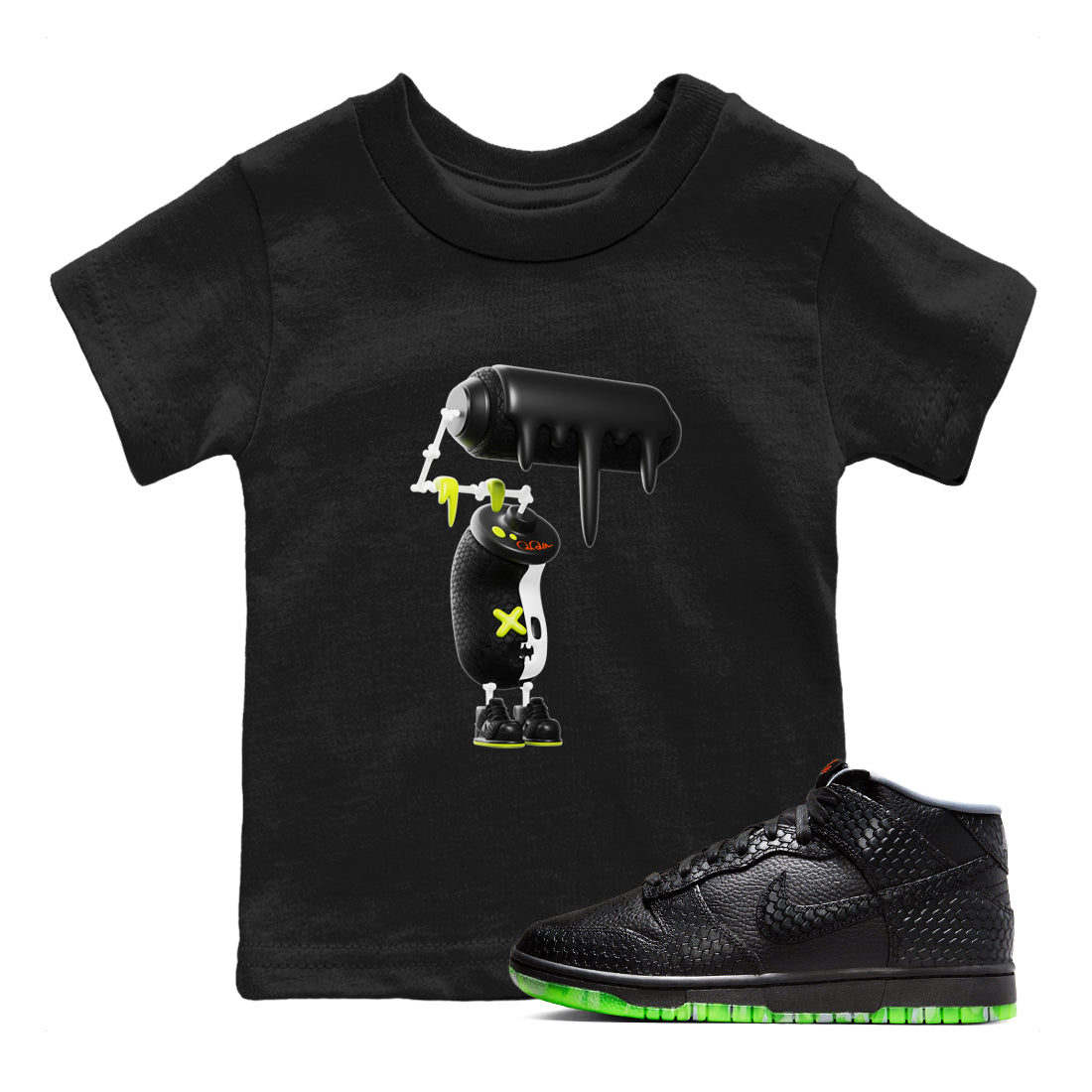 Dunk Mid Premium shirt to match jordans 3D Paint Roller sneaker tees halloween horror nights Nike Dunk Halloween SNRT Sneaker Release Tees Baby Toddler Black 1 T-Shirt