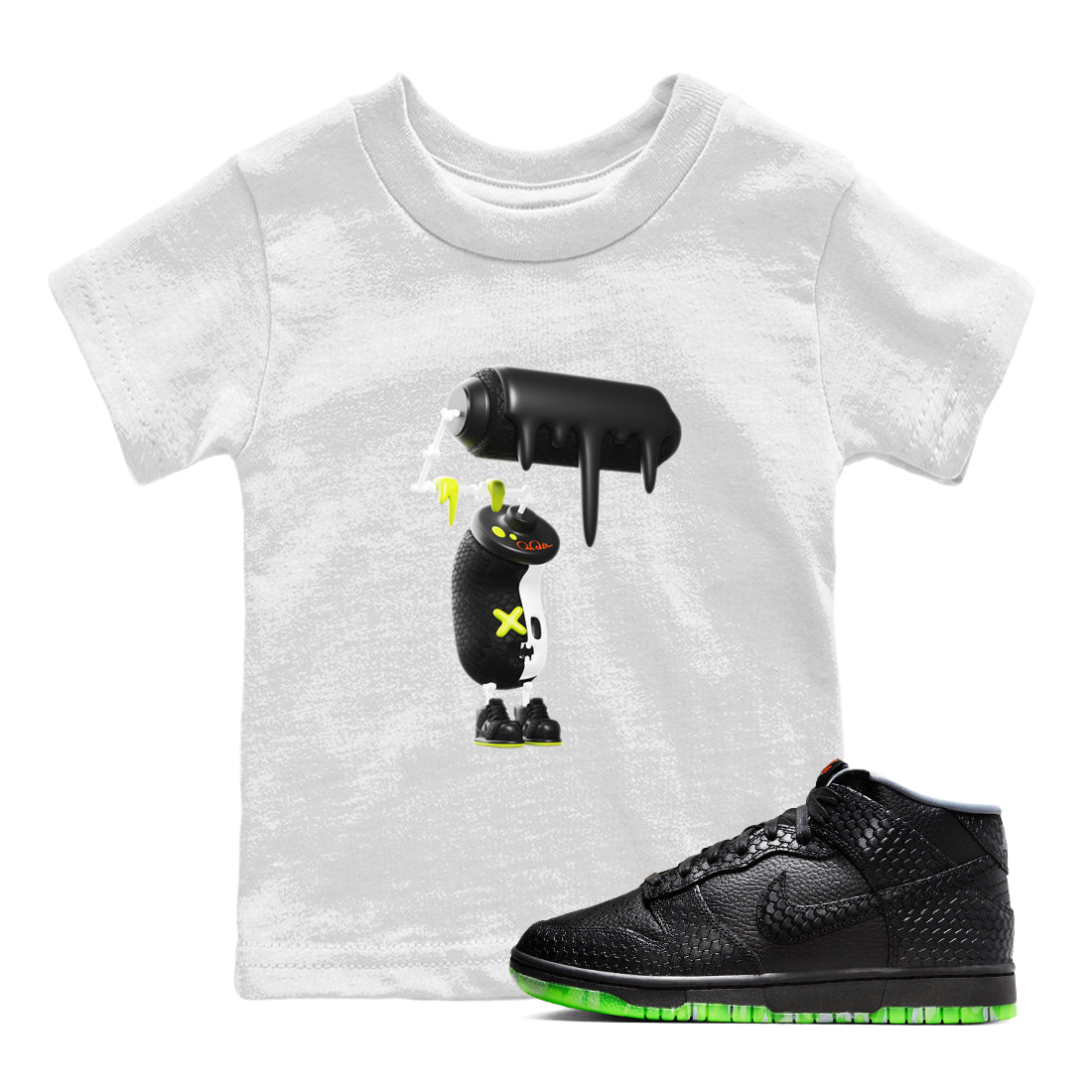Dunk Mid Premium shirt to match jordans 3D Paint Roller sneaker tees halloween horror nights Nike Dunk Halloween SNRT Sneaker Release Tees Baby Toddler White 1 T-Shirt
