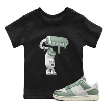 Dunk Mica Green Sneaker Match Tees 3D Paint Roller Sneaker Tees Dunk Low Mica Green Sneaker Release Tees Kids Shirts Black 1
