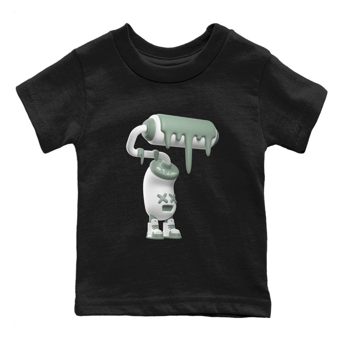 Dunk Mica Green Sneaker Match Tees 3D Paint Roller Sneaker Tees Dunk Low Mica Green Sneaker Release Tees Kids Shirts Black 2