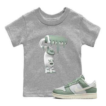Dunk Mica Green Sneaker Match Tees 3D Paint Roller Sneaker Tees Dunk Low Mica Green Sneaker Release Tees Kids Shirts Heather Grey 1
