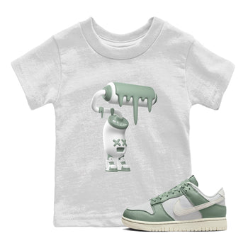 Dunk Mica Green Sneaker Match Tees 3D Paint Roller Sneaker Tees Dunk Low Mica Green Sneaker Release Tees Kids Shirts White 1