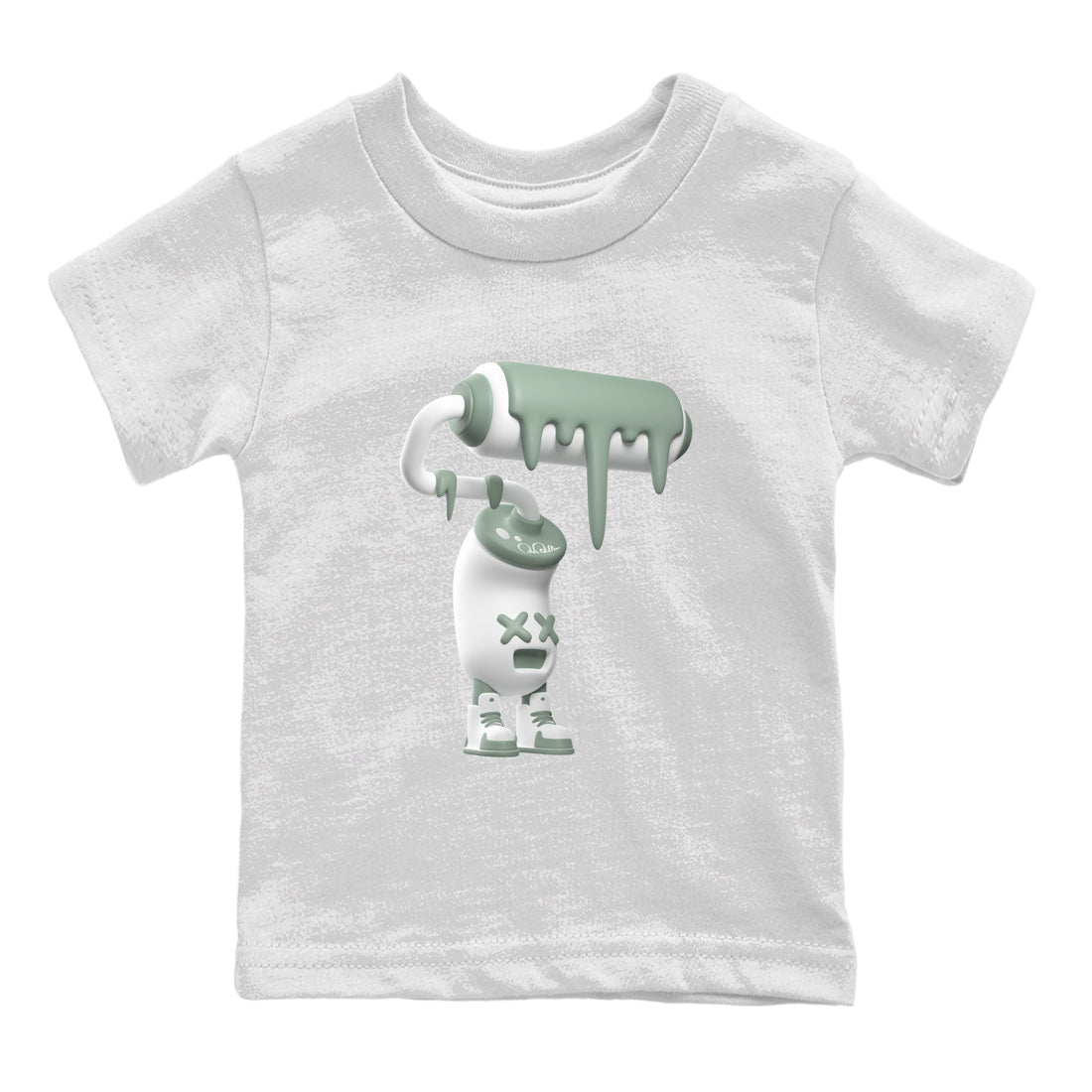 Dunk Mica Green Sneaker Match Tees 3D Paint Roller Sneaker Tees Dunk Low Mica Green Sneaker Release Tees Kids Shirts White 2