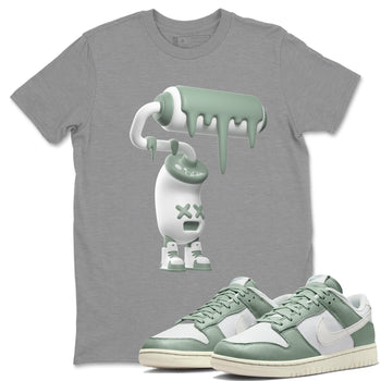 Dunk Mica Green Sneaker Match Tees 3D Paint Roller Sneaker Tees Dunk Low Mica Green Sneaker Release Tees Unisex Shirts Heather Grey 1