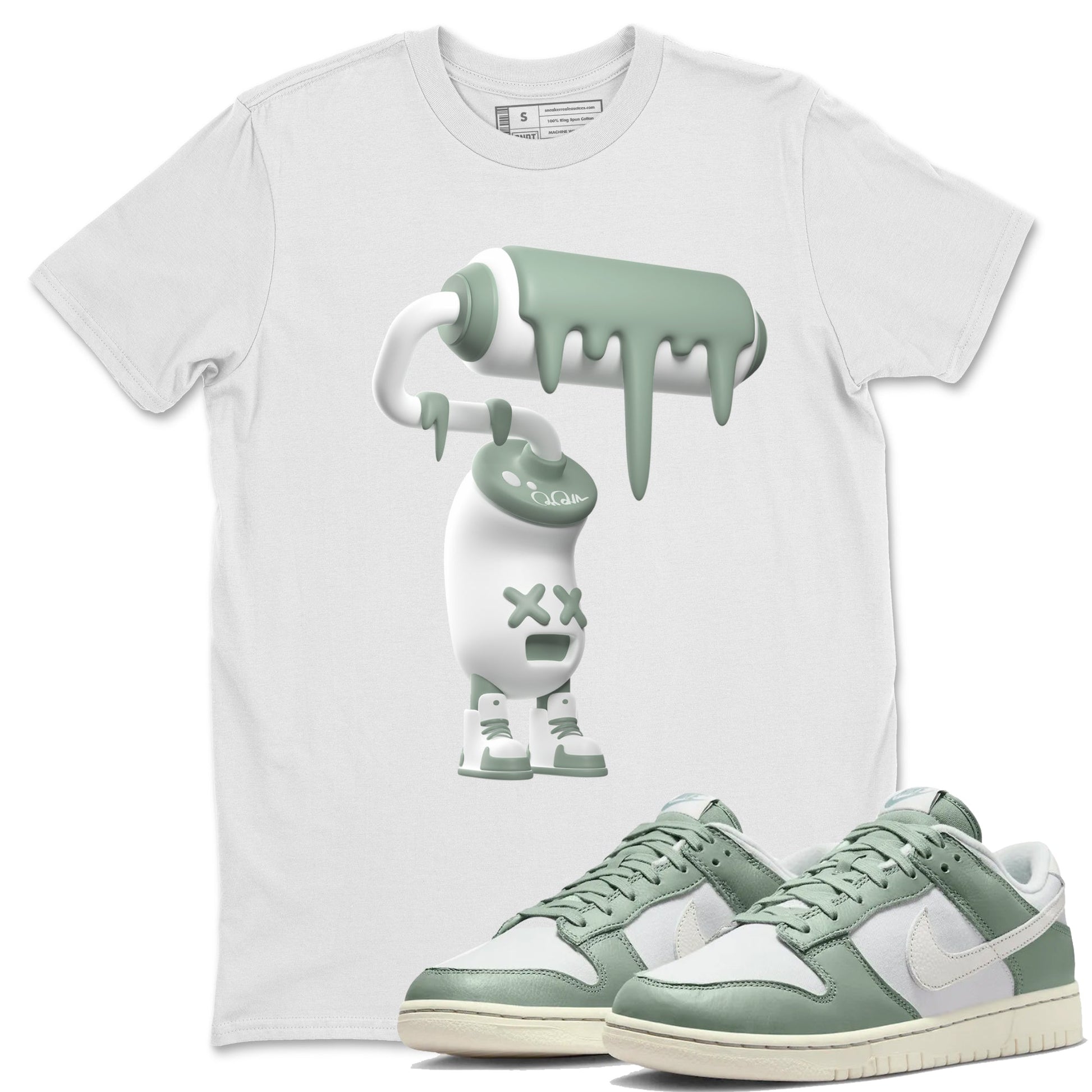 Dunk Mica Green Sneaker Match Tees 3D Paint Roller Sneaker Tees Dunk Low Mica Green Sneaker Release Tees Unisex Shirts White 1