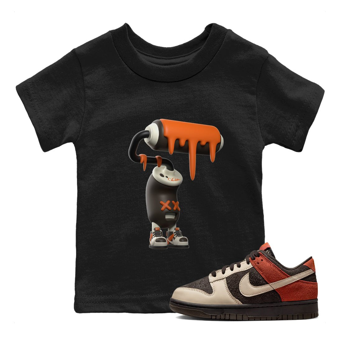 Dunk Red Panda shirt to match jordans 3D Paint Roller sneaker tees Nike Dunk LowRed Panda SNRT Sneaker Release Tees Baby Toddler Black 1 T-Shirt