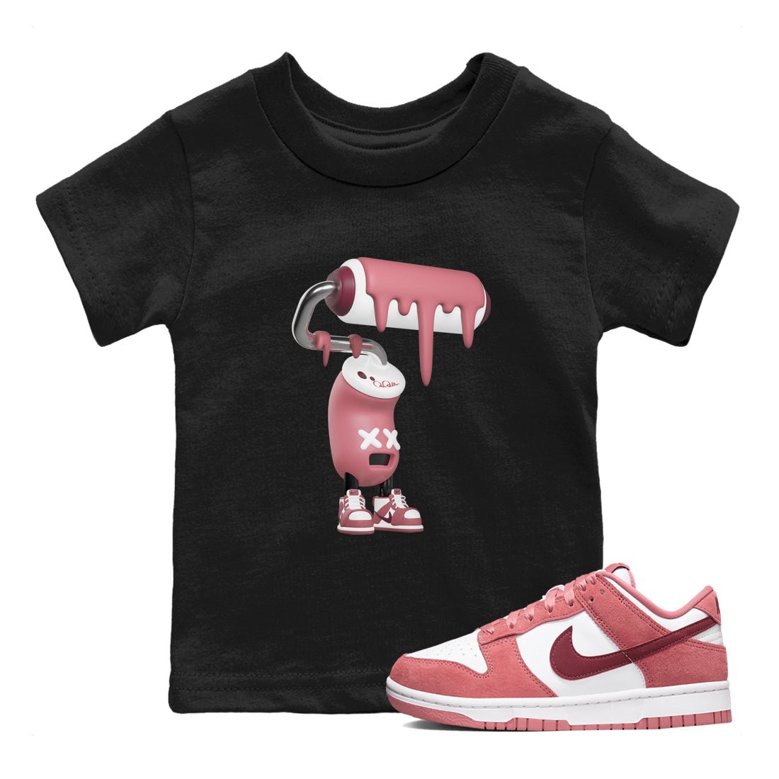 Dunk Valentines Day 2024 shirt to match jordans 3D Paint Roller sneaker tees Dunk Happy Valentines Day 2024 SNRT Sneaker Release Tees Baby Toddler Black 1 T-Shirt