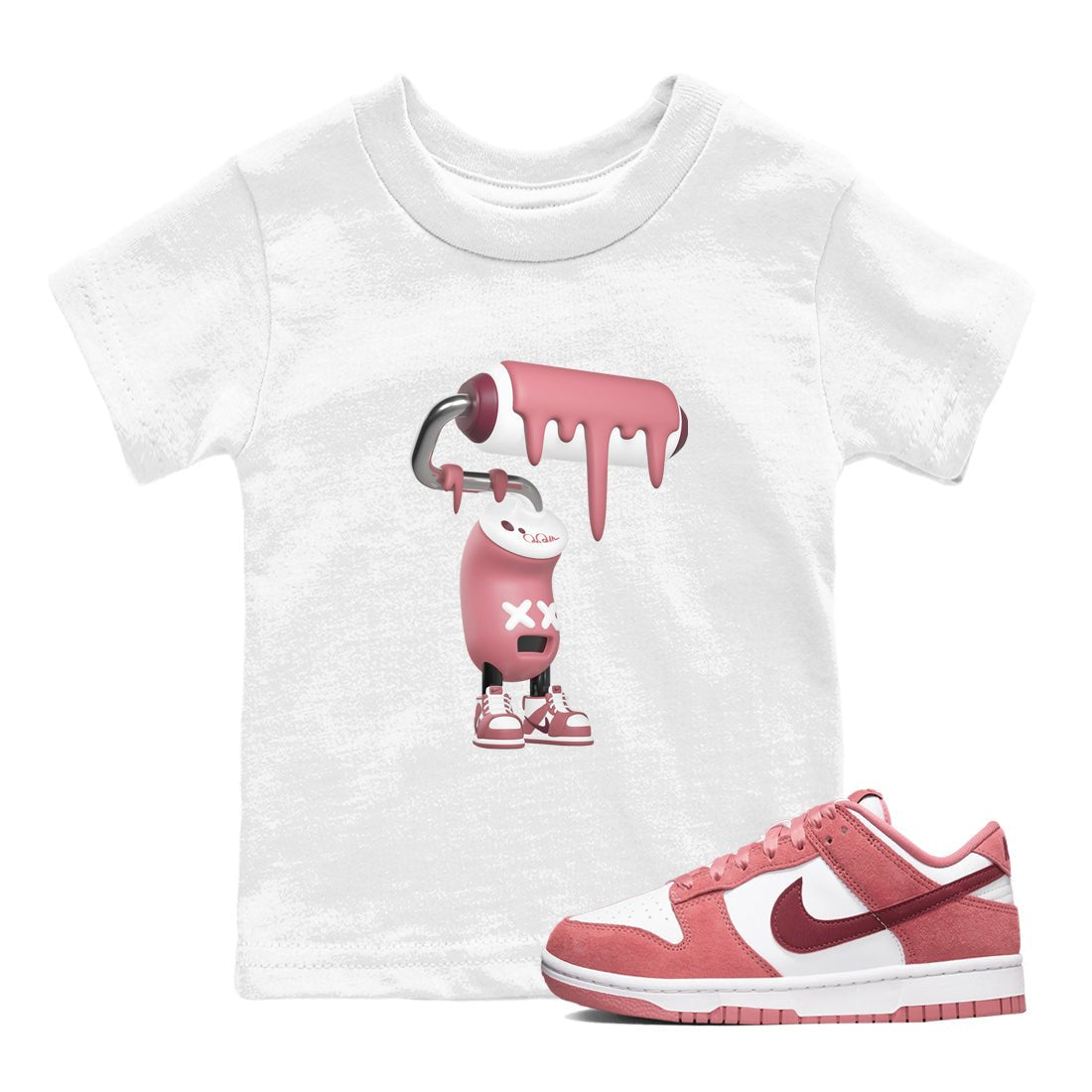 Dunk Valentines Day 2024 shirt to match jordans 3D Paint Roller sneaker tees Dunk Happy Valentines Day 2024 SNRT Sneaker Release Tees Baby Toddler White 1 T-Shirt