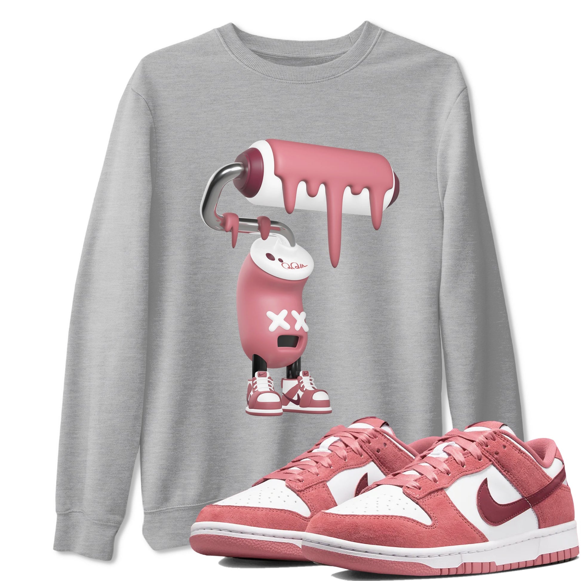 Dunk Valentines Day 2024 shirt to match jordans 3D Paint Roller sneaker tees Dunk Happy Valentines Day 2024 SNRT Sneaker Release Tees Unisex Heather Grey 1 T-Shirt