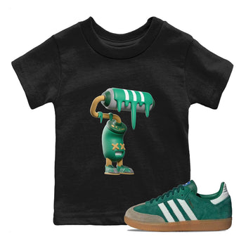 Samba Collegiate Green Gum shirt to match jordans 3D Paint Roller sneaker tees Adidas Green Gum SNRT Sneaker Release Tees Baby Toddler Black 1 T-Shirt