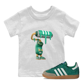 Samba Collegiate Green Gum shirt to match jordans 3D Paint Roller sneaker tees Adidas Green Gum SNRT Sneaker Release Tees Baby Toddler White 1 T-Shirt