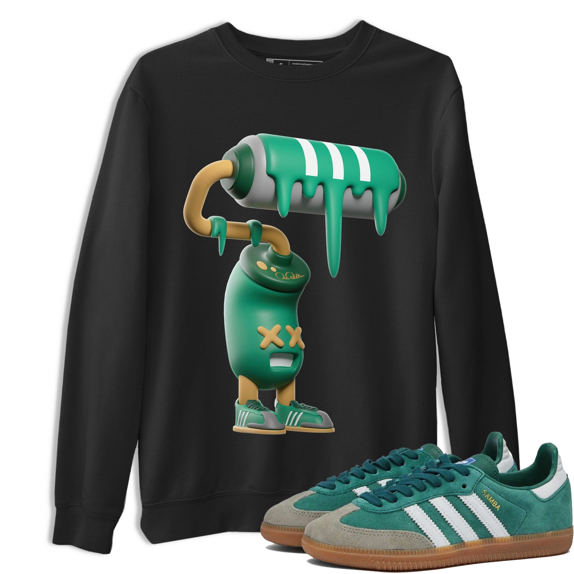 Samba Collegiate Green Gum shirt to match jordans 3D Paint Roller sneaker tees Adidas Green Gum SNRT Sneaker Release Tees Unisex Black 1 T-Shirt