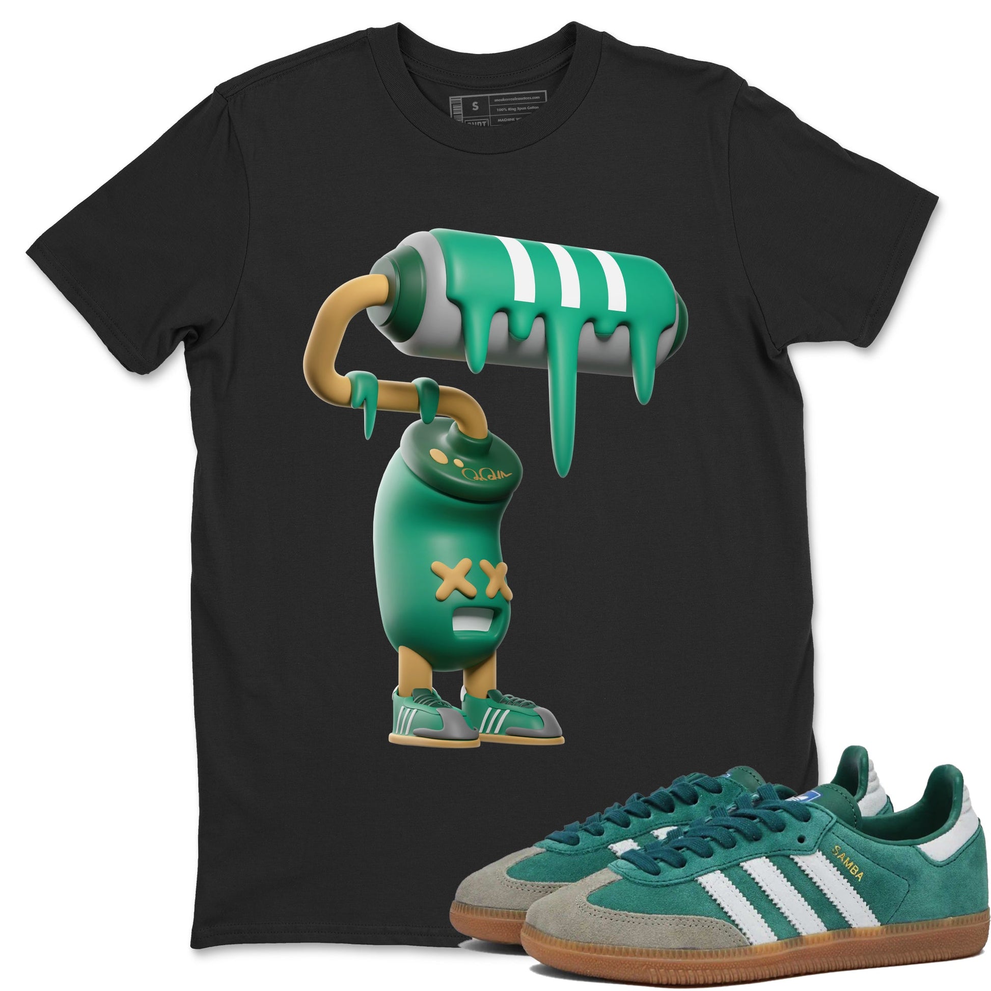 Samba Collegiate Green Gum shirt to match jordans 3D Paint Roller sneaker tees Adidas Green Gum SNRT Sneaker Release Tees Unisex Black 1 T-Shirt