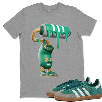 Samba Collegiate Green Gum shirt to match jordans 3D Paint Roller sneaker tees Adidas Green Gum SNRT Sneaker Release Tees Unisex Heather Grey 1 T-Shirt