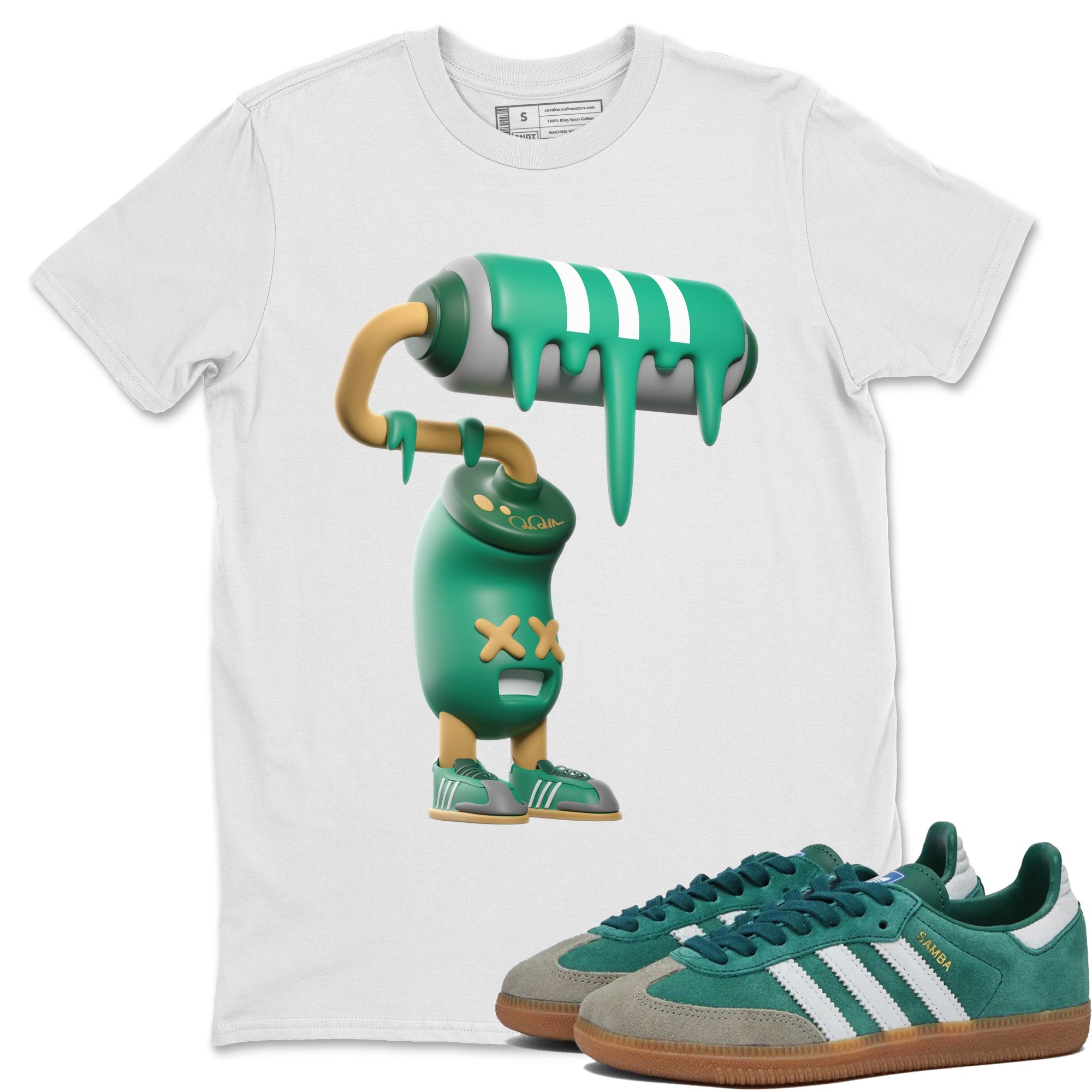 Samba Collegiate Green Gum shirt to match jordans 3D Paint Roller sneaker tees Adidas Green Gum SNRT Sneaker Release Tees Unisex White 1 T-Shirt