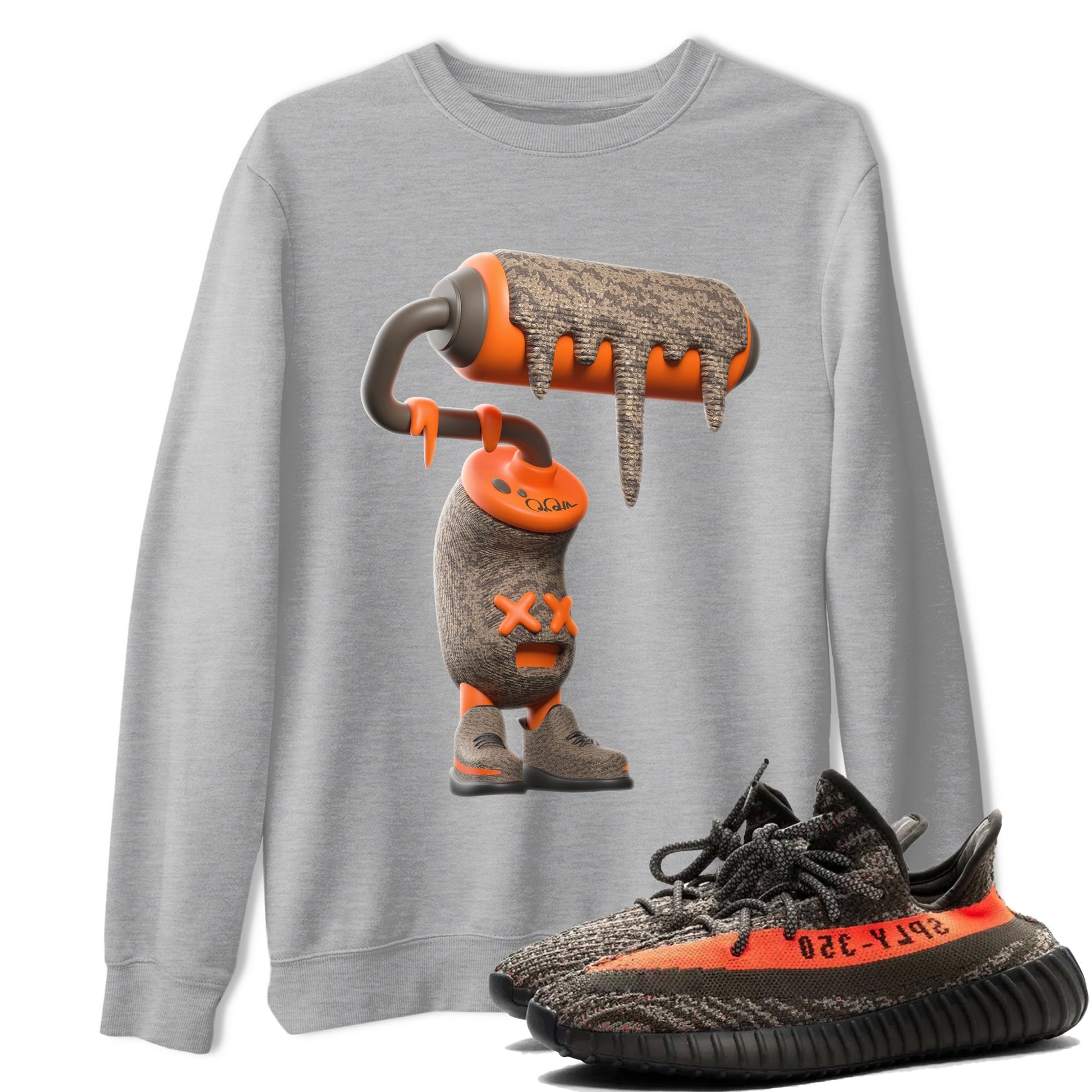Yeezy 350 Carbon Beluga shirt to match jordans 3D Paint Roller sneaker tees Adidas Yeezy Boost 350 Carbon Beluga SNRT Sneaker Release Tees Unisex Heather Grey 1 T-Shirt