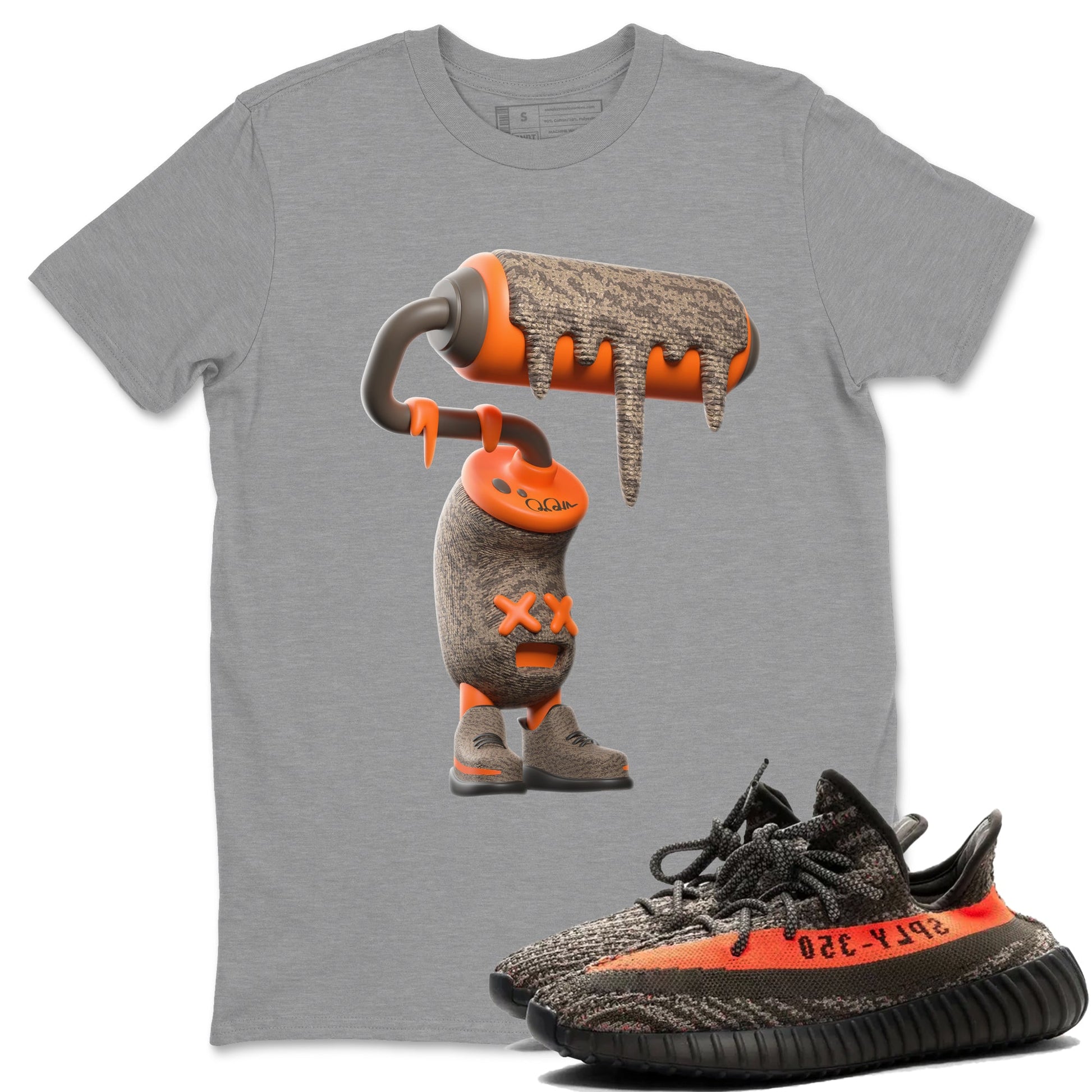 Yeezy 350 Carbon Beluga shirt to match jordans 3D Paint Roller sneaker tees Adidas Yeezy Boost 350 Carbon Beluga SNRT Sneaker Release Tees Unisex Heather Grey 1 T-Shirt