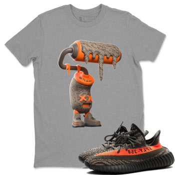 Yeezy 350 Carbon Beluga shirt to match jordans 3D Paint Roller sneaker tees Adidas Yeezy Boost 350 Carbon Beluga SNRT Sneaker Release Tees Unisex Heather Grey 1 T-Shirt