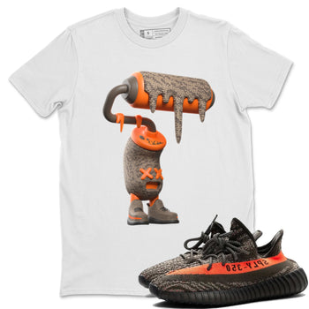 Yeezy 350 Carbon Beluga shirt to match jordans 3D Paint Roller sneaker tees Adidas Yeezy Boost 350 Carbon Beluga SNRT Sneaker Release Tees Unisex White 1 T-Shirt