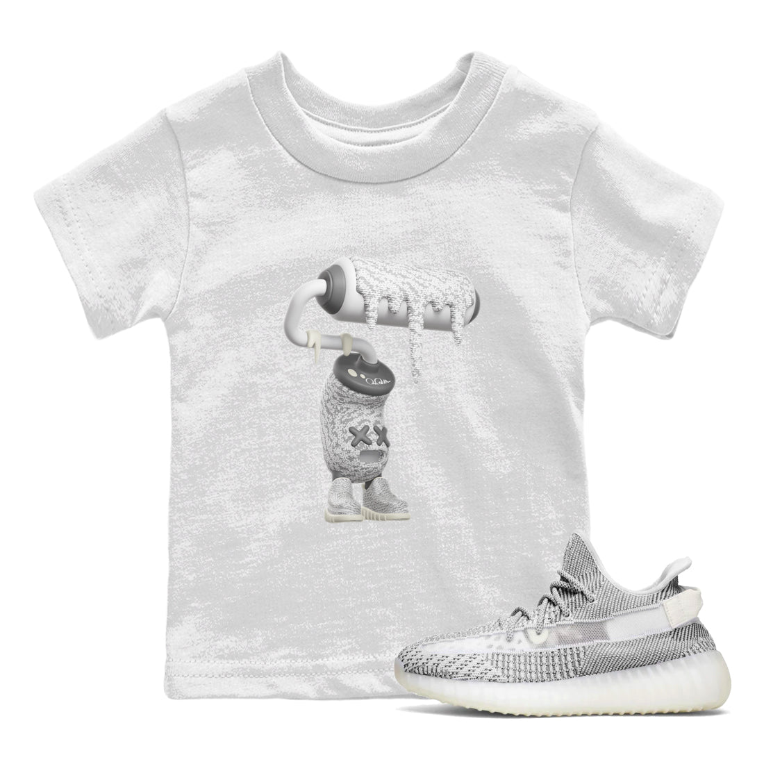 Yeezy 350 Static shirt to match jordans 3D Paint Roller sneaker tees Adidas Yeezy 350 Static SNRT Sneaker Release Tees Baby Toddler White 1 T-Shirt