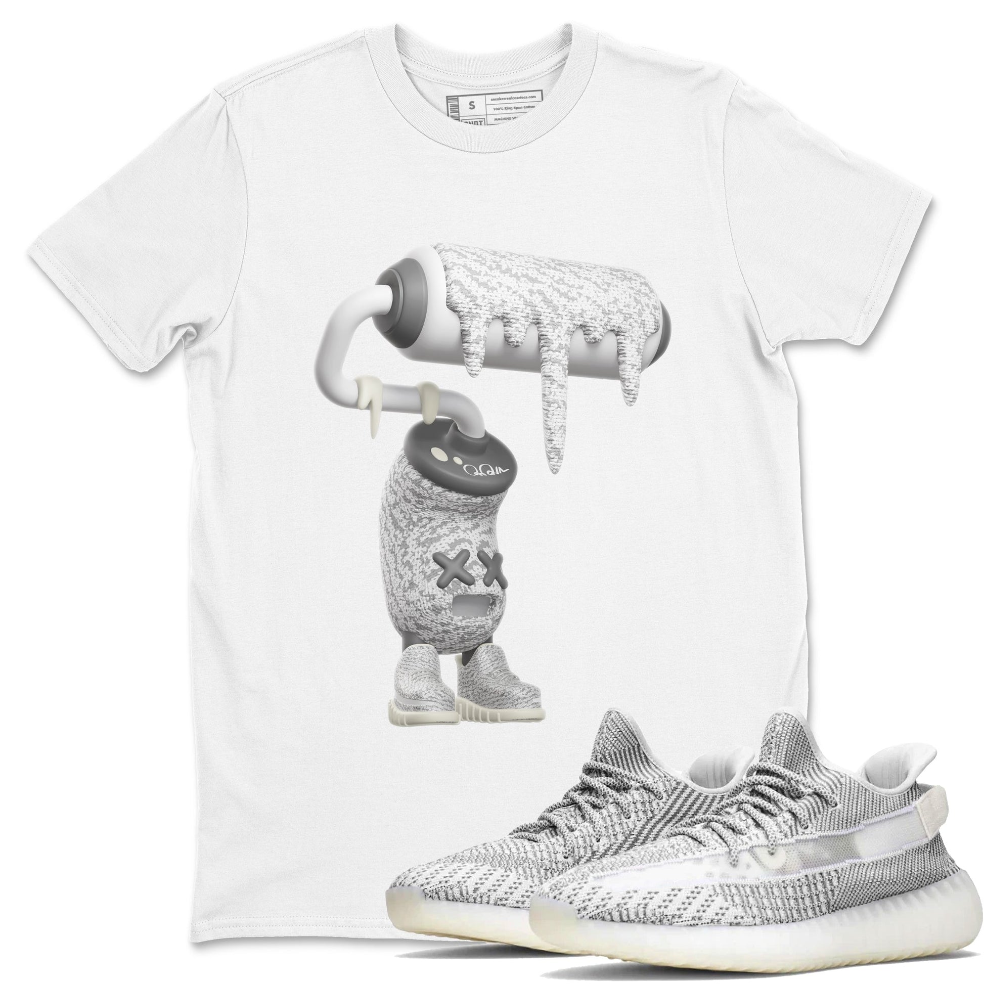 Yeezy 350 Static shirt to match jordans 3D Paint Roller sneaker tees Adidas Yeezy 350 Static SNRT Sneaker Release Tees Unisex White 1 T-Shirt