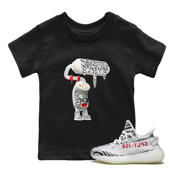 Yeezy 350 Zebra Sneaker Match Tees 3D Paint Roller Sneaker Tees Yeezy Boost 350 V2 Zebra Sneaker Release Tees Kids Shirts Black 1
