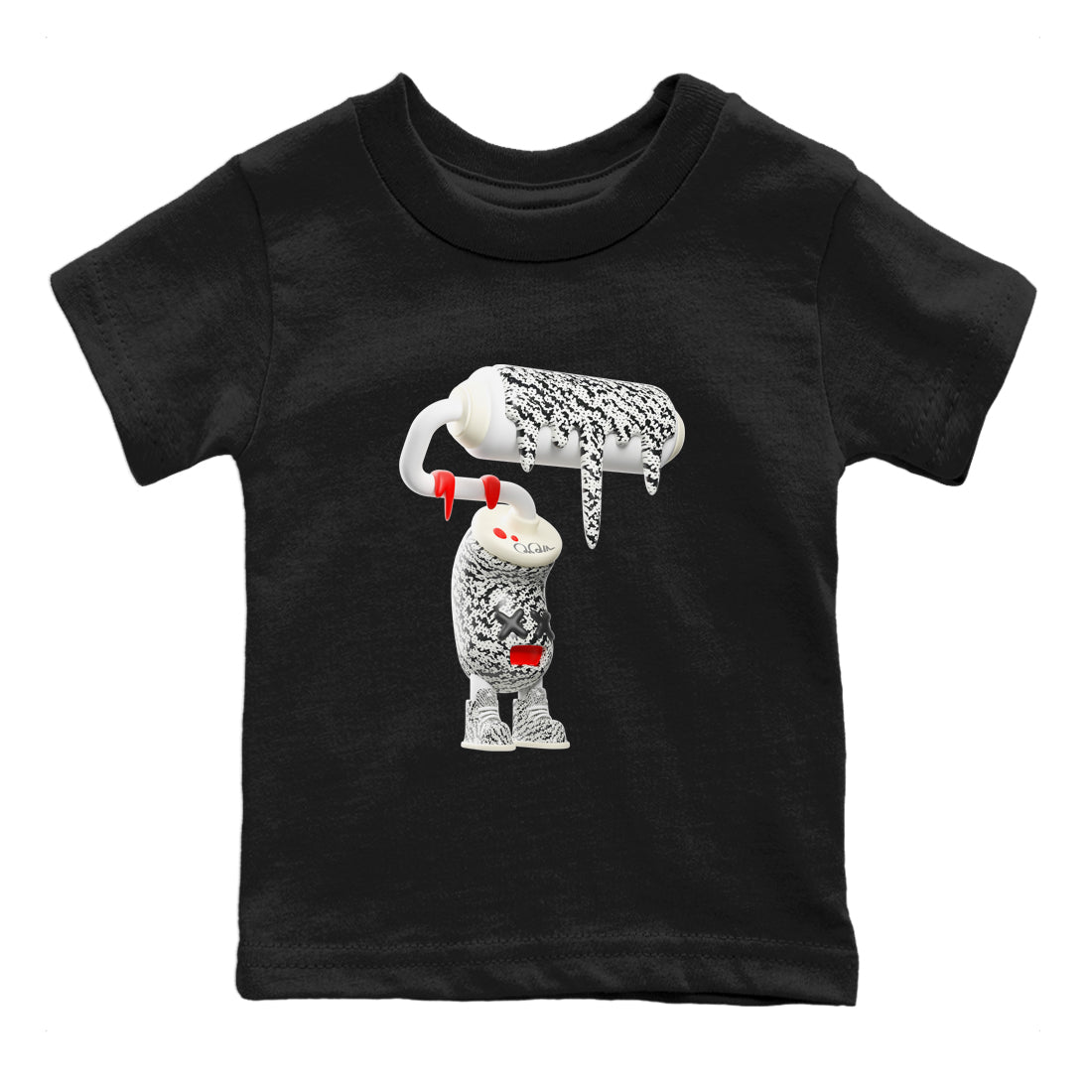 Yeezy 350 Zebra Sneaker Match Tees 3D Paint Roller Sneaker Tees Yeezy Boost 350 V2 Zebra Sneaker Release Tees Kids Shirts Black 2