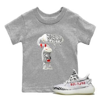 Yeezy 350 Zebra Sneaker Match Tees 3D Paint Roller Sneaker Tees Yeezy Boost 350 V2 Zebra Sneaker Release Tees Kids Shirts Heather Grey 1