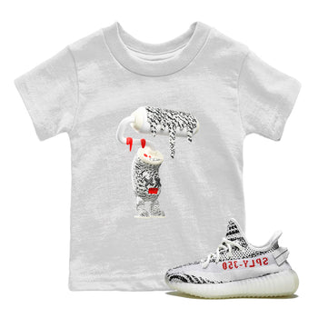 Yeezy 350 Zebra Sneaker Match Tees 3D Paint Roller Sneaker Tees Yeezy Boost 350 V2 Zebra Sneaker Release Tees Kids Shirts White 1