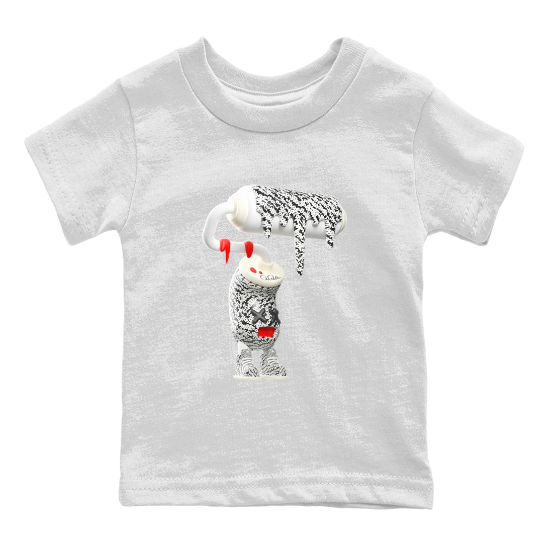 Yeezy 350 Zebra Sneaker Match Tees 3D Paint Roller Sneaker Tees Yeezy Boost 350 V2 Zebra Sneaker Release Tees Kids Shirts White 2