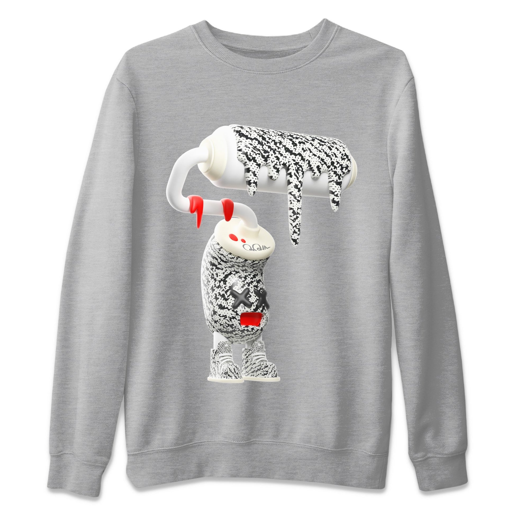 Yeezy 350 Zebra Sneaker Match Tees 3D Paint Roller Sneaker Tees Yeezy Boost 350 V2 Zebra Sneaker Release Tees Unisex Shirts Heather Grey 2