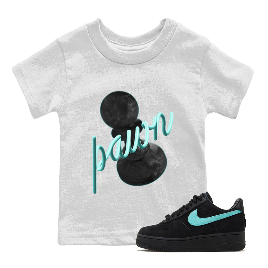 Air Force 1 Tiffany Sneaker Match Tees 3D Pawn Sneaker Tees Nike Tiffany AF1Sneaker Release Tees Kids Shirts White 1