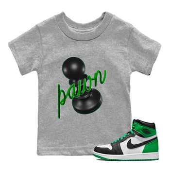 Air Jordan 1 Celtics Sneaker Match Tees 3D Pawn Sneaker Tees AJ1 High OG Lucky Green Sneaker Release Tees Kids Shirts Heather Grey 1
