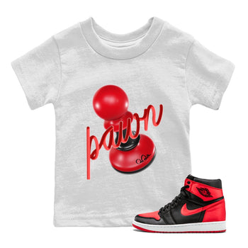 Air Jordan 1 Satin Bred Sneaker Match Tees 3D Pawn Sneaker Tees AJ1 Satin Bred Sneaker Release Tees Kids Shirts White 1