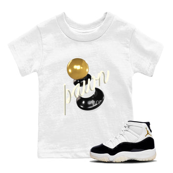 11s Gratitude shirt to match jordans 3D Pawn sneaker tees Air Jordan 11 Gratitude SNRT Sneaker Release Tees Baby Toddler White 1 T-Shirt