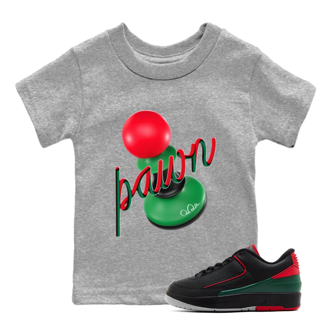 2s Christmas X-mas gift shirt to match jordans 3D Pawn sneaker tees Air Jordan 2 Christmas SNRT Sneaker Release Tees Baby Toddler Heather Grey 1 T-Shirt
