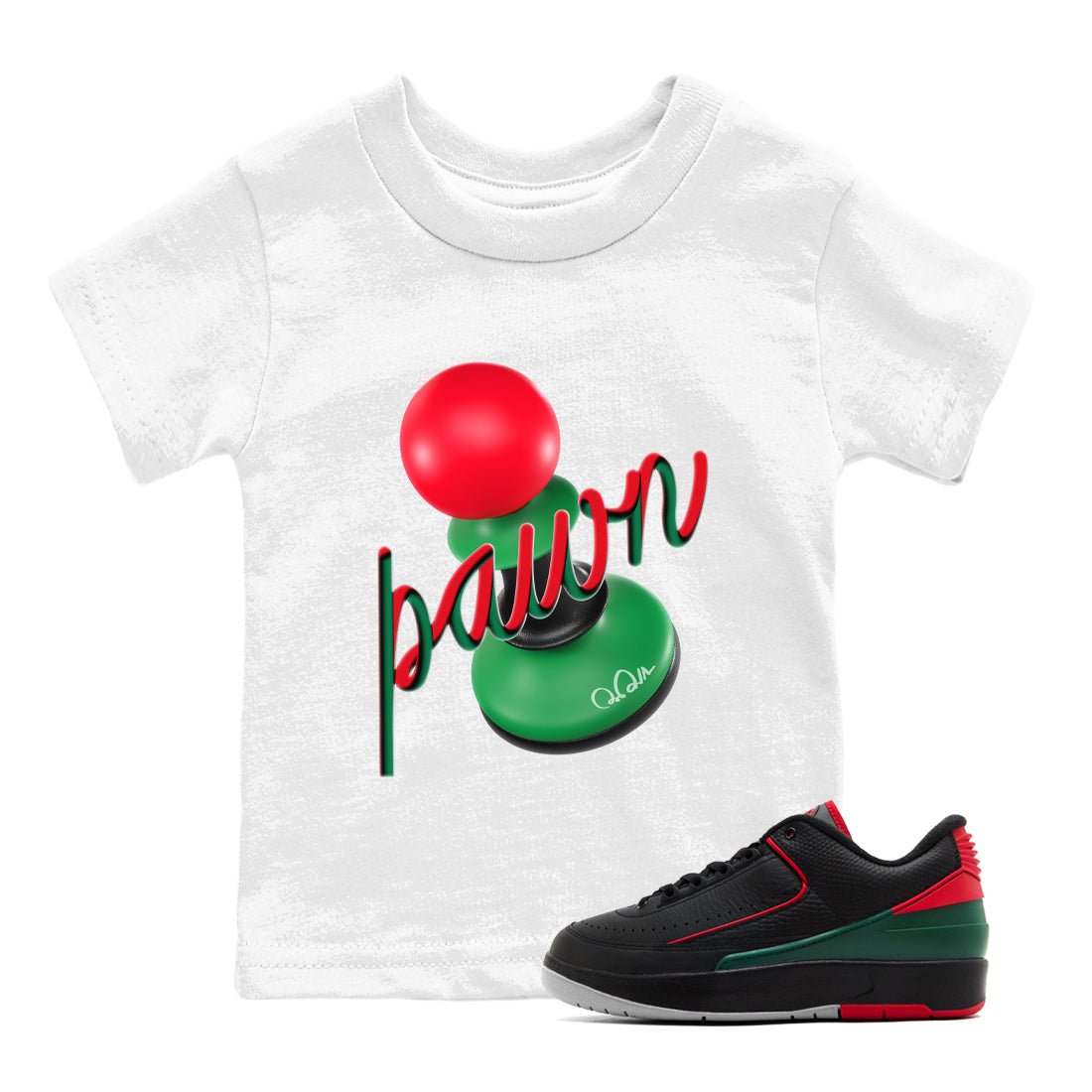 2s Christmas X-mas gift shirt to match jordans 3D Pawn sneaker tees Air Jordan 2 Christmas SNRT Sneaker Release Tees Baby Toddler White 1 T-Shirt