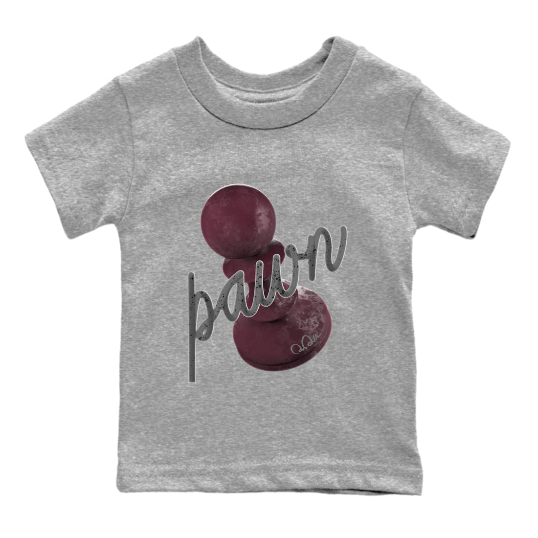 Air Jordan 5 Burgundy Sneaker Match Tees 3D Pawn Sneaker Tees AJ5 Burgundy Sneaker Release Tees Kids Shirts Heather Grey 2