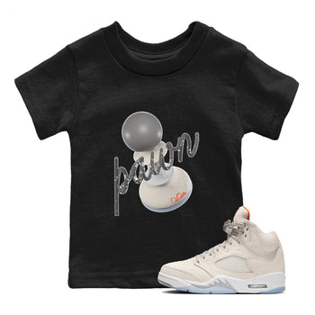 Air Jordan 5 Craft Sneaker Match Tees 3D Pawn Sneaker Tees AJ5 SE Craft Sneaker Release Tees Kids Shirts Black 1